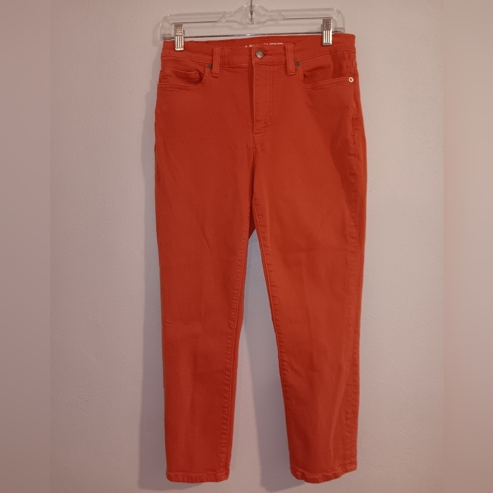 Lands End high rise slim size 8 women's jeans orange watermelon